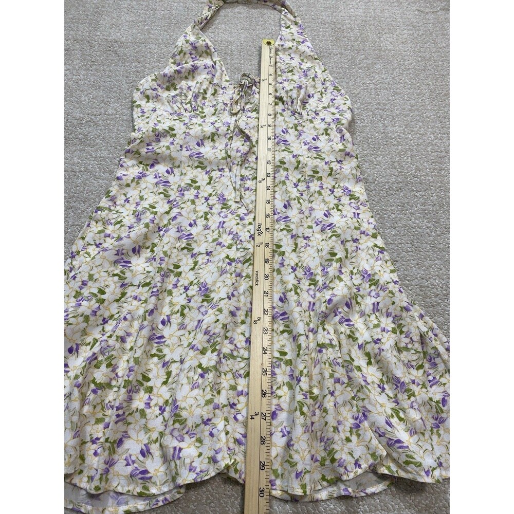 Maeve by Anthropologie Cream Halter Mini Dress with Lavender Floral 100% Viscose - Picture 14 of 16